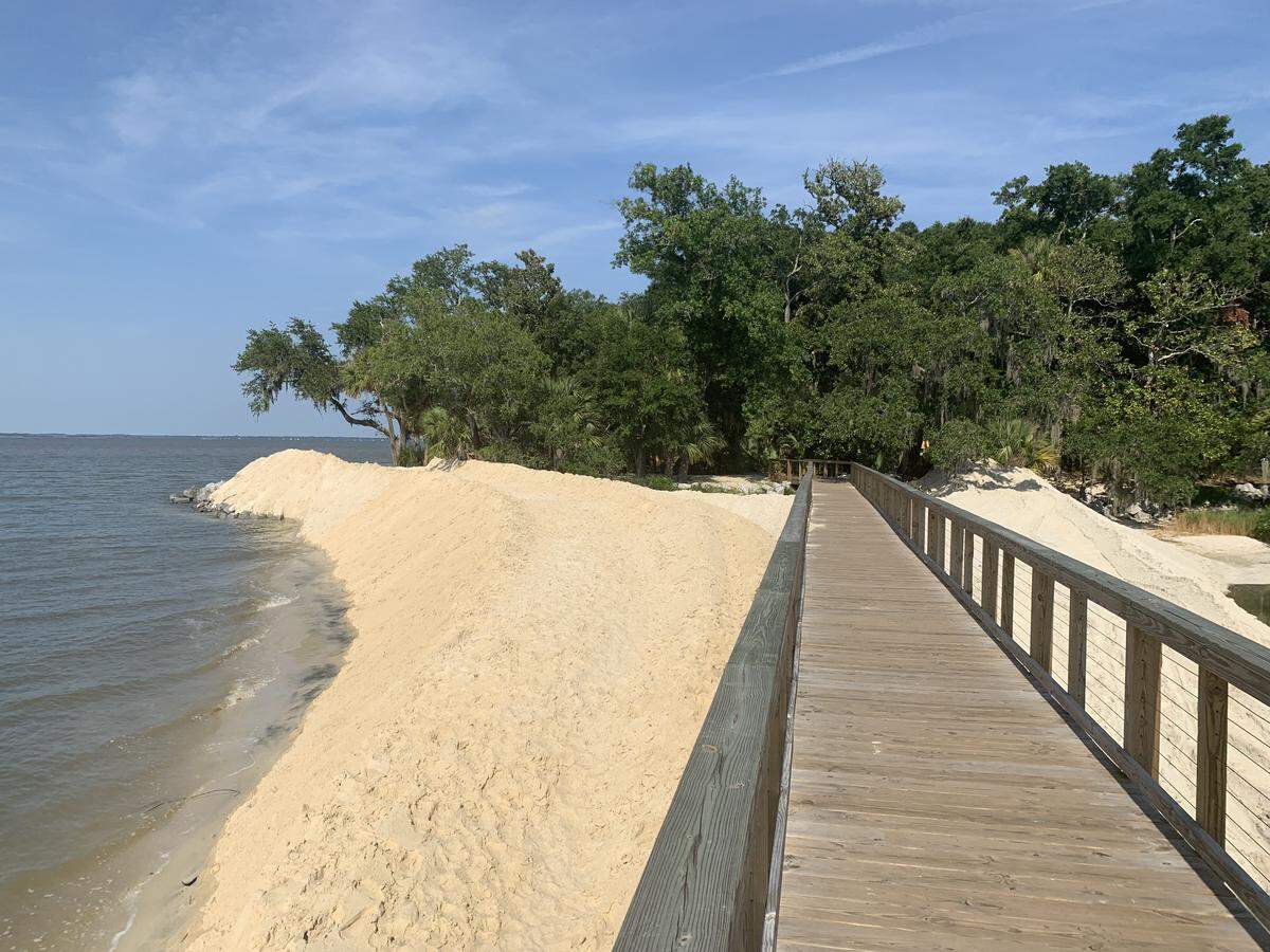 The new sand on Pine Island in Hilton Head Plantation. The re-nourishment project is the fourth publicly-funded project since Hurricane Matthew, which has cost the town about $400,000.
