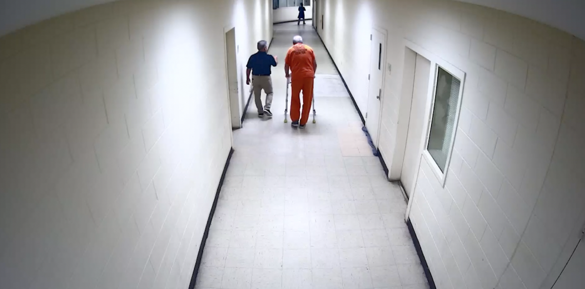 Beaufort County Councilman Tom Reitz and then-inmate Calvin “Skip” Hoagland walked through the low-security section of the detention center on Aug. 20, 2025.