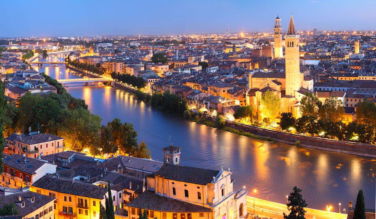 Night view of Verona, Italy.