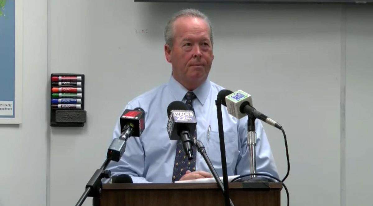 Beaufort County Sheriff P.J. Tanner gives a news conference on coronavirus on March 27, 2020.