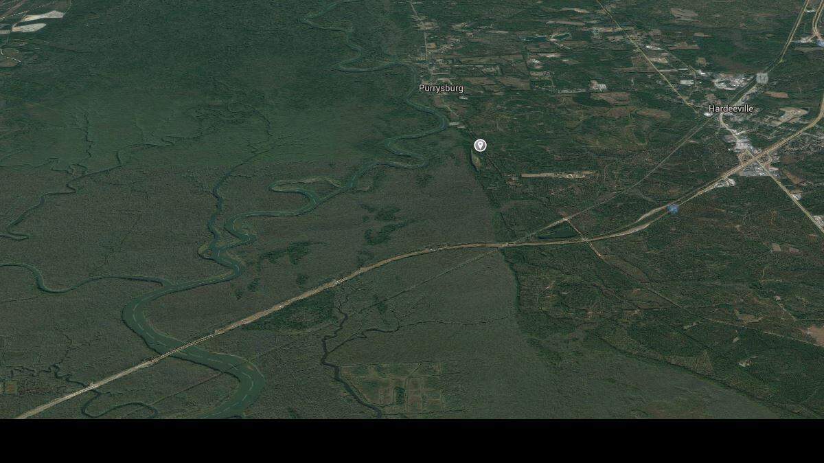Marker locates Purrysburg Road in Jasper County.