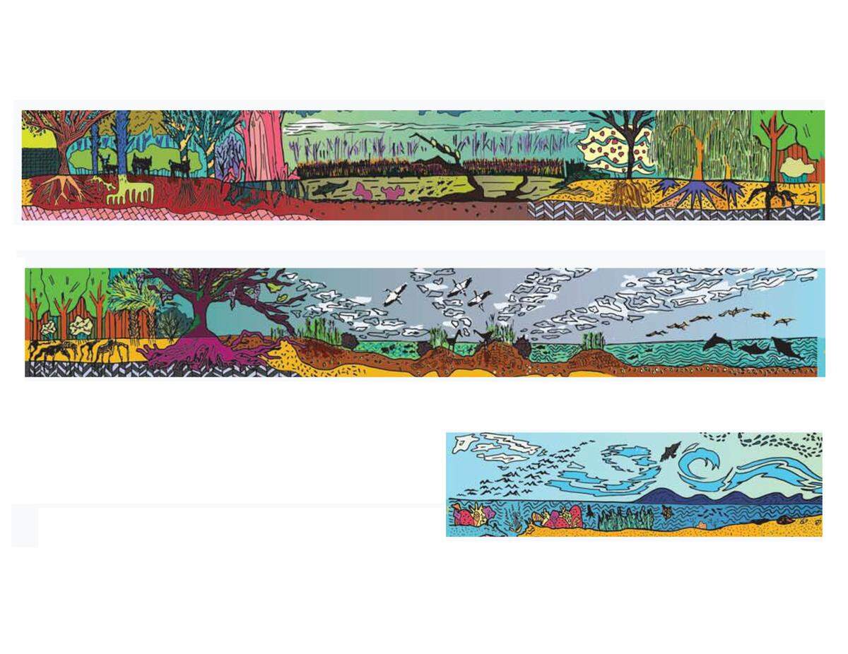 This mural, created by local artist Jessie Renew, will be printed on sheets of vinyl and will placed on the construction fencing fronting Pope Avenue during the construction of the town’s Lowcountry Celebration Park.