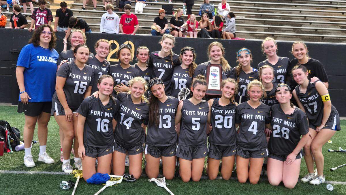 Fort Mill lost to Lucy Beckham, 8-5, in the 2025 SC High School League Class 5A Division II girls lacrosse championship game on May 3, 2025 at Irmo High School