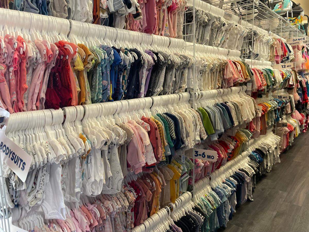 Clothing racks at Bluffton location of Once Upon A Child