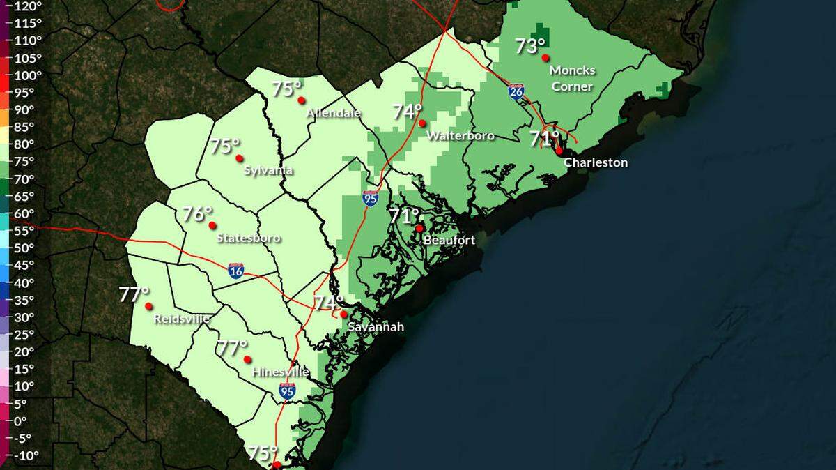 Highs are forecast to return to the low 70s into the weekend, according to the Nov. 12 forecast by the National Weather Service Charleston Office.