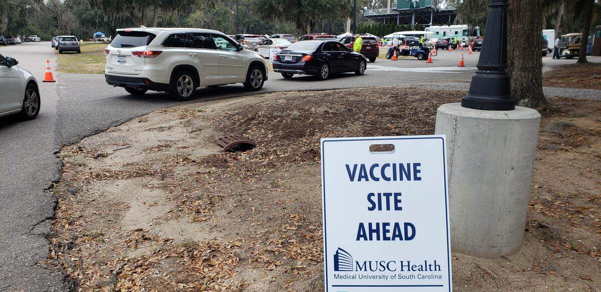 Beaufort Memorial Hospital hosted a drive-thru COVID-19 vaccination clinic on Thursday, Jan. 21, 2021 in the Beaufort High School Stadium’s parking lot. The Medical University of South Carolina supplied doses.