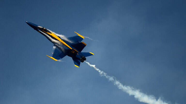 The Blue Angels practice for the 2015 MCAS Beaufort Air Show