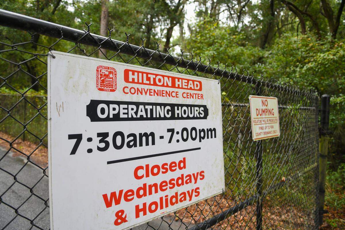 The gated entrance to Beaufort County’s Hilton Head Island Convenience Center as seen on Wednesday, Sept. 16, 2020.
