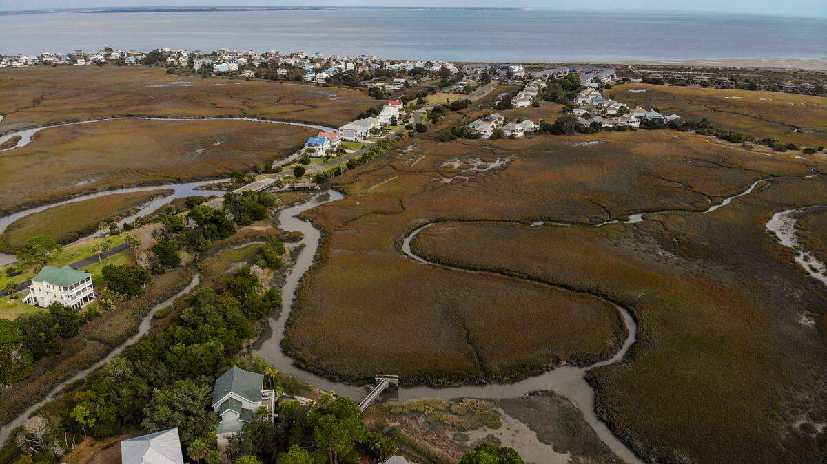 A photo of Harbor Island taken with a drone on Dec. 6, 2022 shows the private, gated community that is a barrier island in Beaufort County.