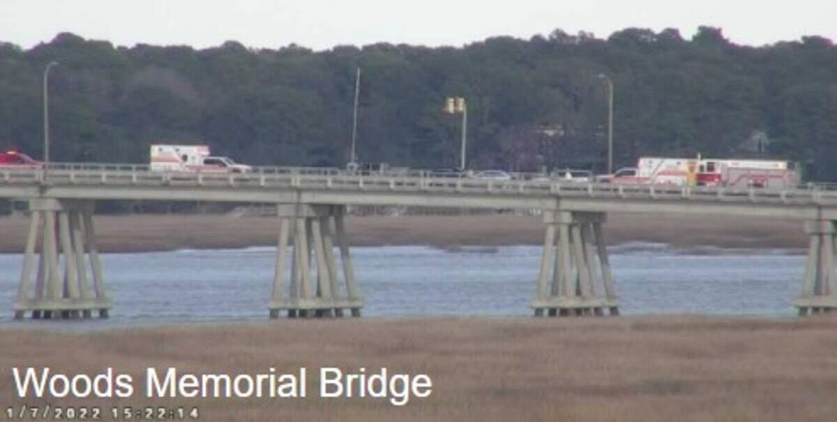 A vehicle crash closed Beaufort’s Woods Memorial Bridge the afternoon of Friday, Jan. 7, 2022.