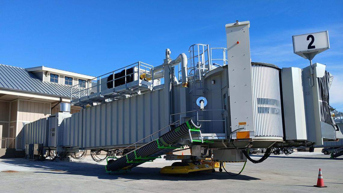 This photo shared by Beaufort County shows a new jet bridge installed at Hilton Head Island Airport as of Feb. 28.