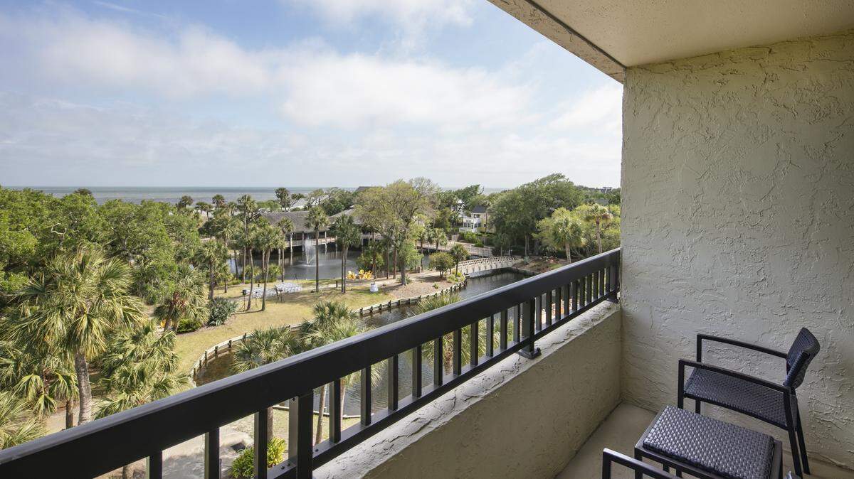 The view from a guestroom balcony at the Sonesta Resort Hilton Head Island.