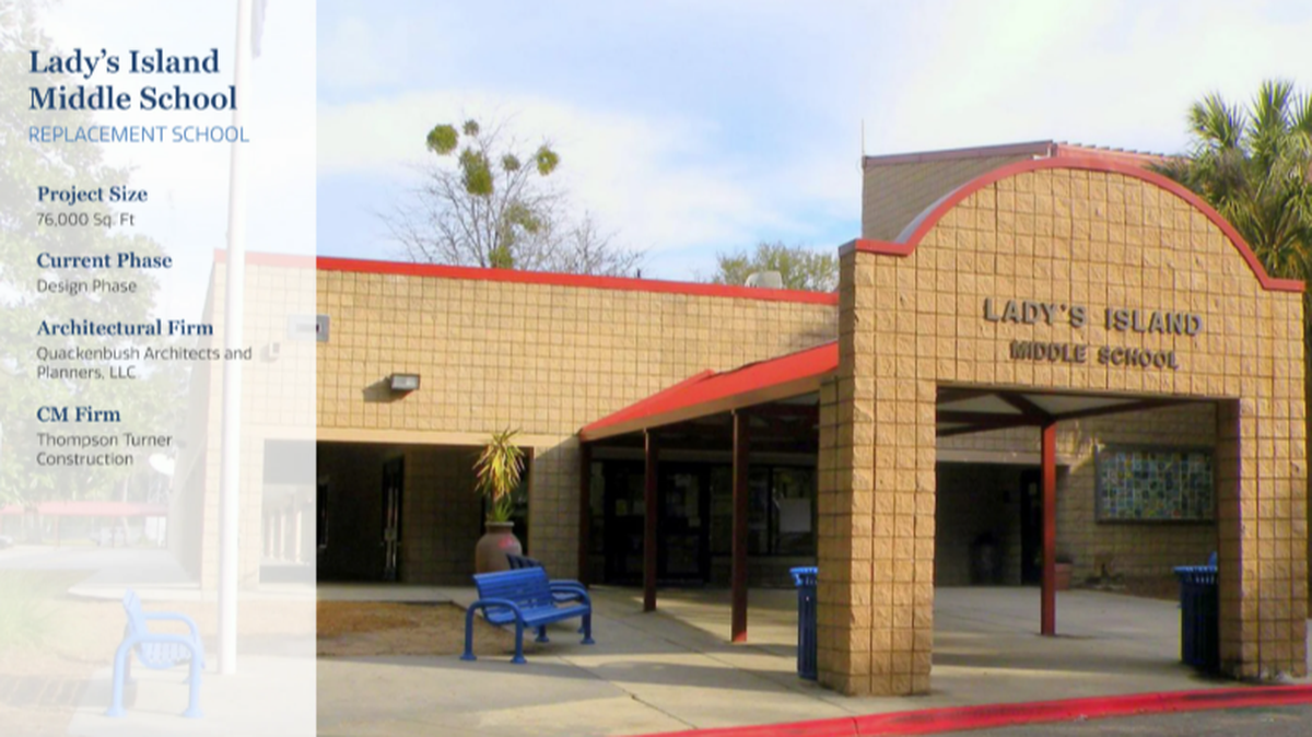 A brand new Lady’s Island Middle School is being constructed by the Beaufort County School District.