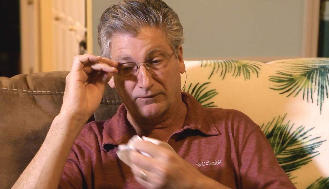 Carl Rutland, a resident of Lady’s Island, wipes away a tear while being interviewed about his childhood years and his friendship with David Krulewicz.