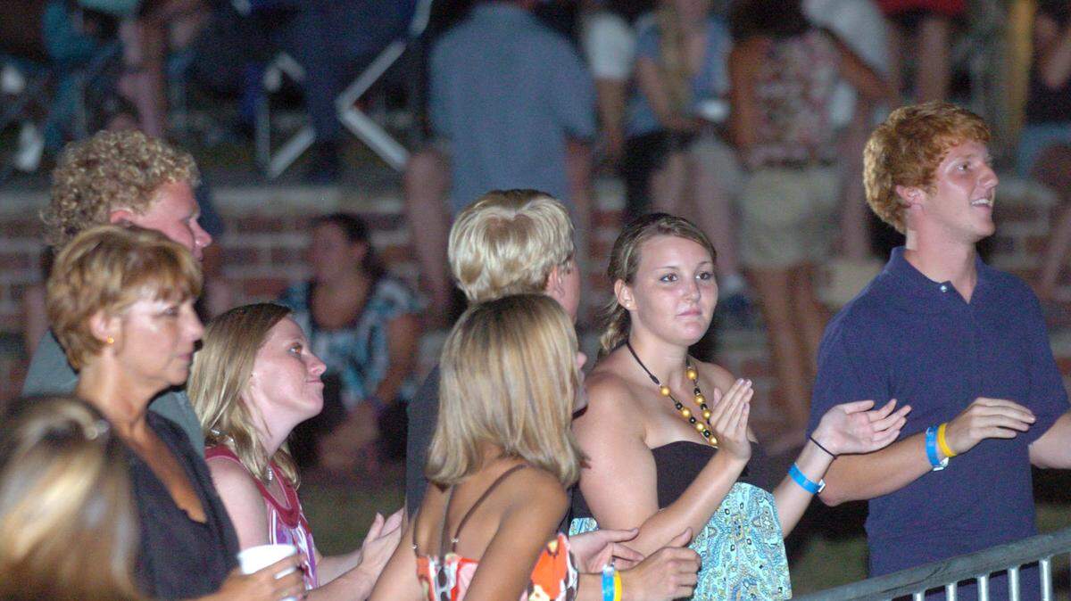 After a brief rain delay, the crowd gathered Friday night to dance in front of the stage as Shark Rodeo performed at River Dance at the 54th Annual Beaufort Water Festival.