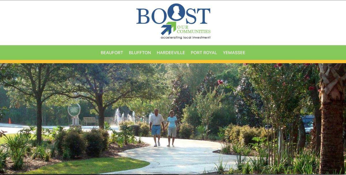 A screenshot of BoostOurCommunities.com