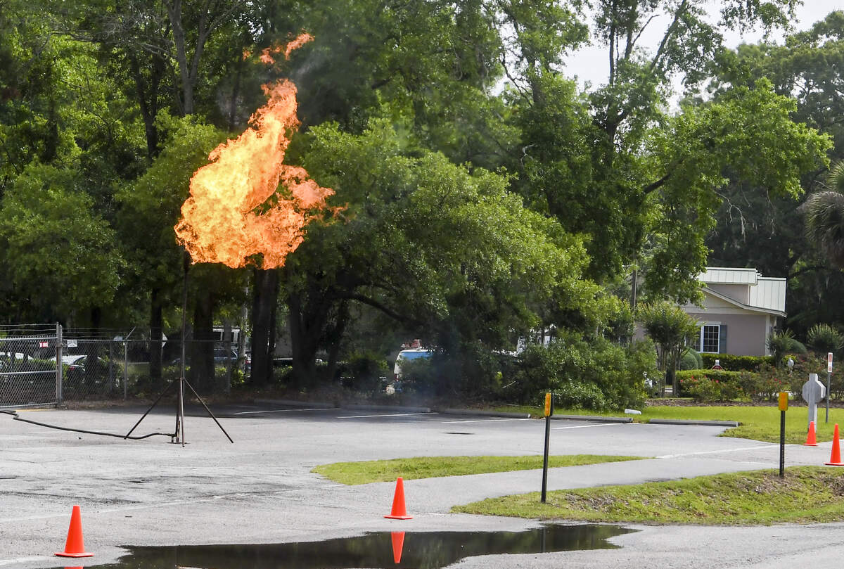 A controlled fire was seen burning along William Hilton Parkway on Thursday, April 30, 2020 at Suburban Propane on Hilton Head Island. A worker said they had to bleed off a tank so employees could perform maintenance on a tank.