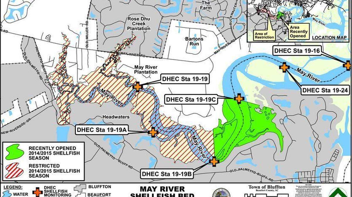 May River shellfish bed classification map