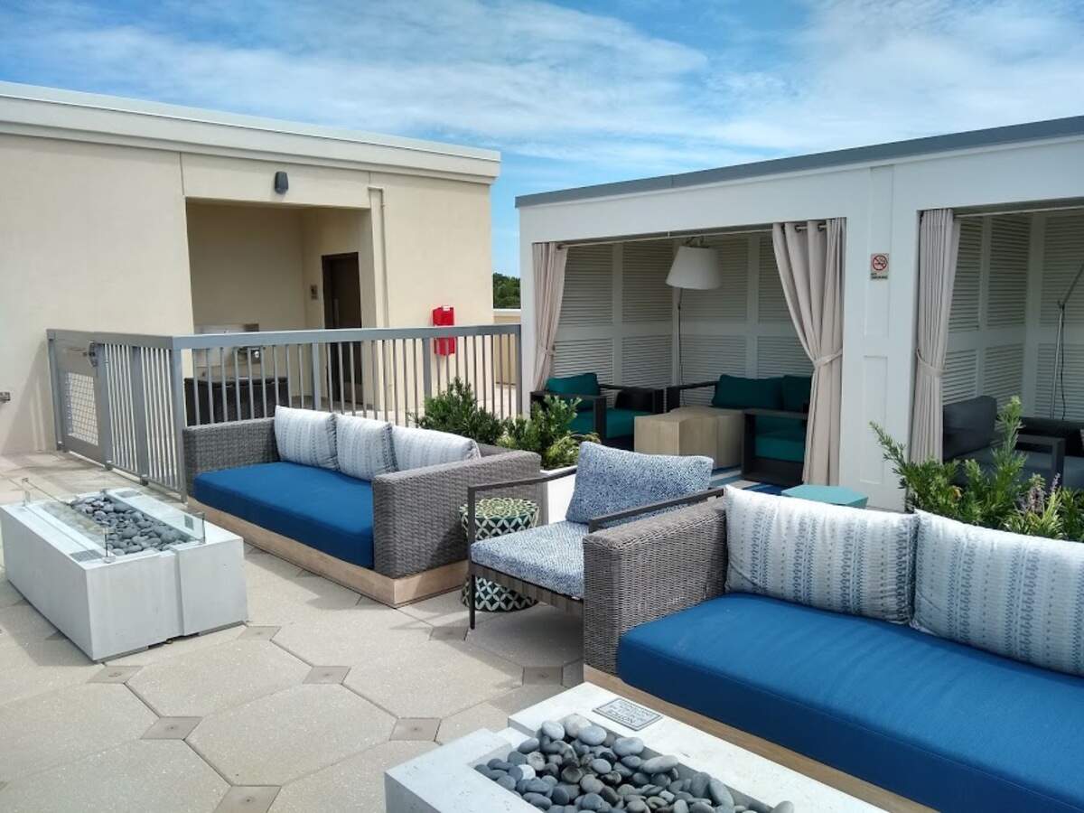 The rooftop bar and pool area photographed June 30, 2020 at the Marriott Courtyard on Hilton Head Island’s south end.