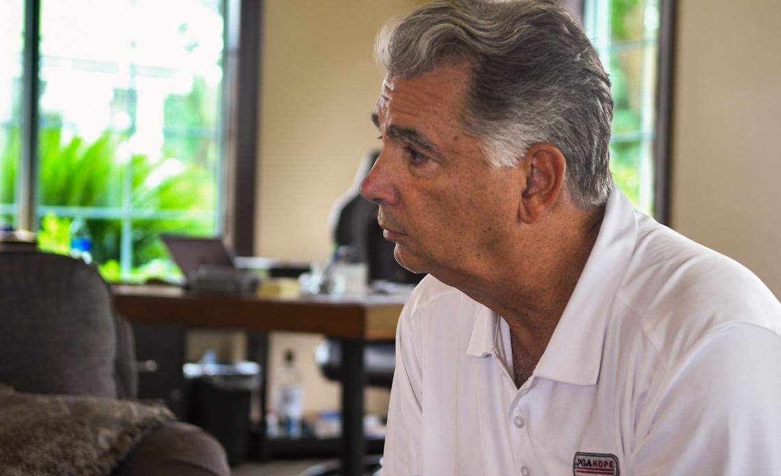General manager Tim Mervosh listens to a reporters question on Thursday, Sept. 1, 2022 in the clubhouse of Cat Island Club which is now owned by Resort Development Partners.
