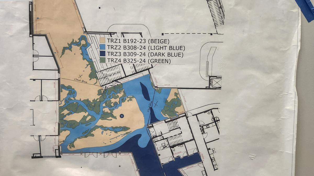 A rendering of what the terrazzo-tiled floor mural will look like in the lobby of the new Hilton Head Island High School upon completion.