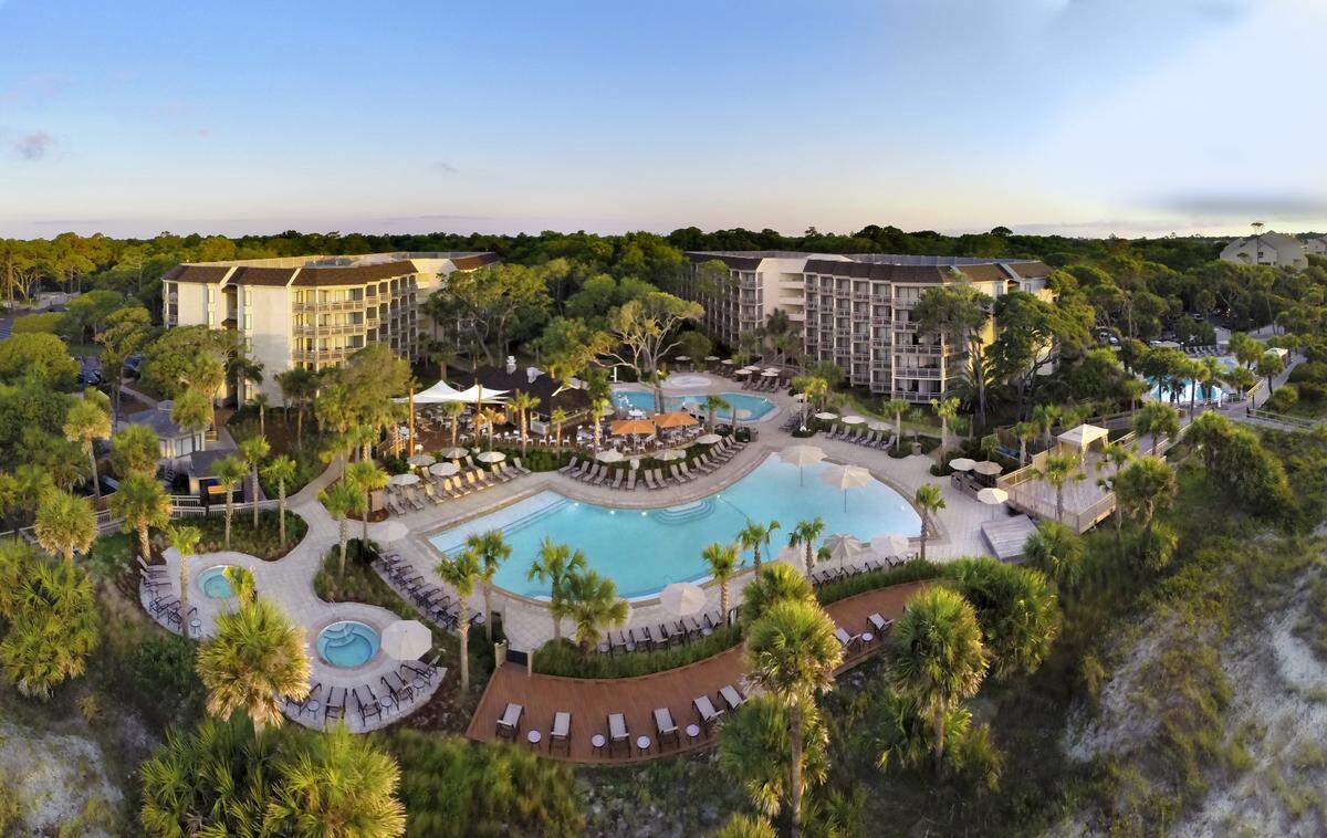An aerial view of the newly renovated Omni Hilton Head Oceanfront Resort. Renovations were completed at the resort hotel in March 2015.
