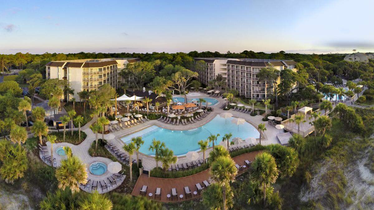 An aerial view of the newly renovated Omni Hilton Head Oceanfront Resort. Renovations were completed at the resort hotel in March 2015.