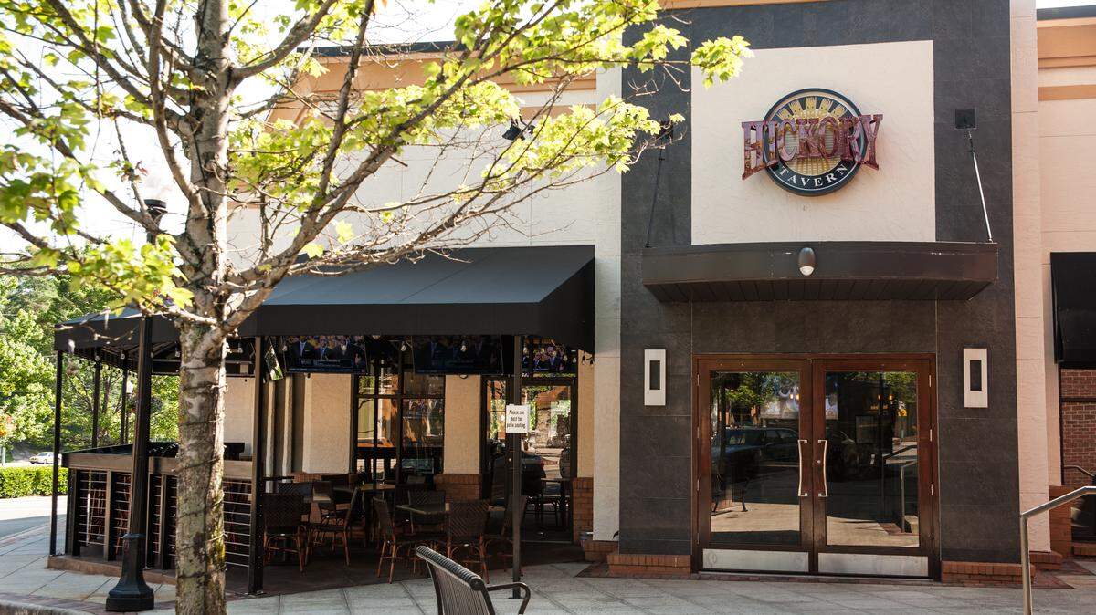 Pictured is the exterior of a Hickory Tavern.