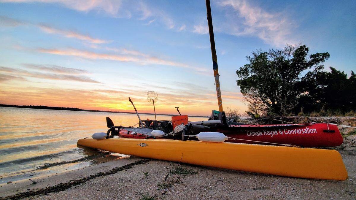 Will Freund is using this 16-foot kayak to travel 1,000 miles up the intercoastal waterway form Miami to Norfolk.
