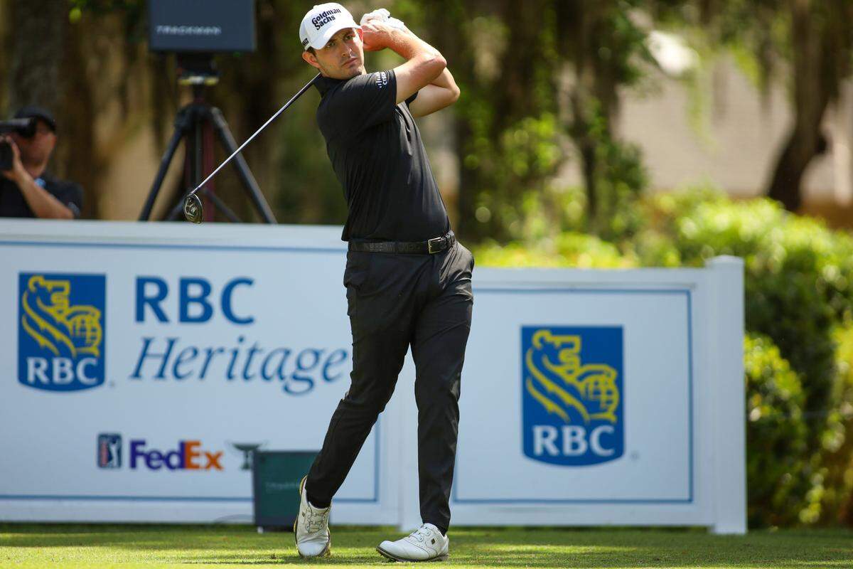 Patrick Cantlay watches his ball after teeing off from the eighth hole during the final round of the RBC Heritage Presented by Boeing at Harbour Town Golf Links on Sunday, April 16, 2023 in Sea Pines on Hilton Head Island.