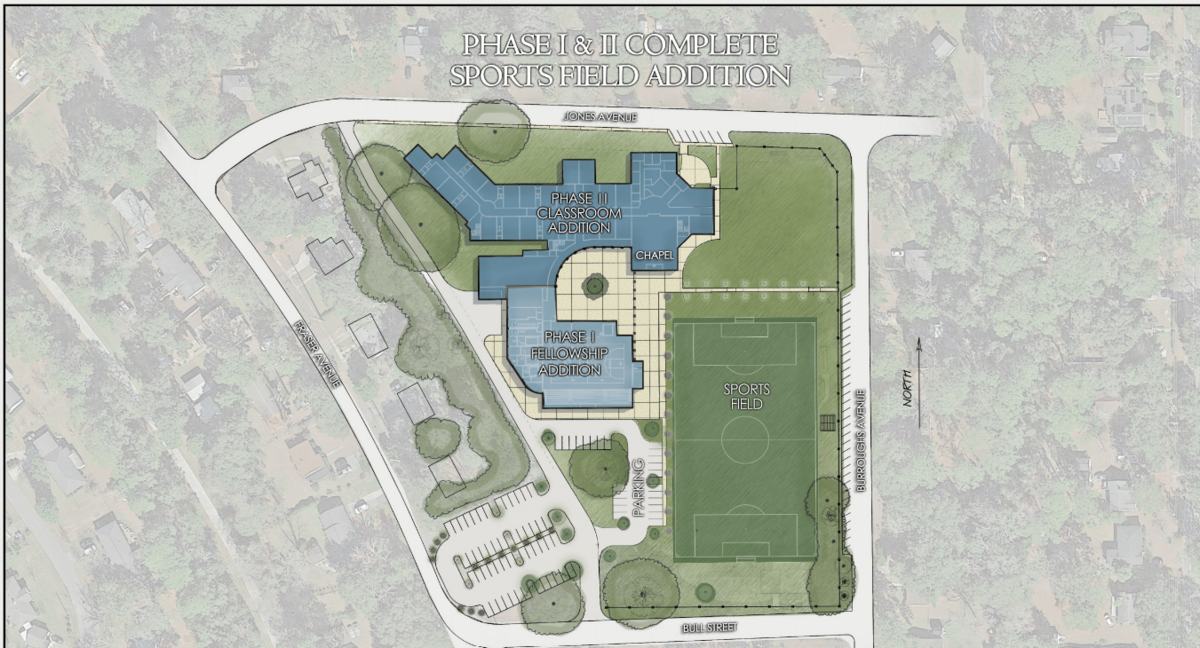 Holy Trinity’s plans call for a new gymnasium/fellowship hall, new school and athletic field.