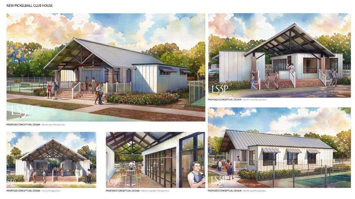 Designs for the clubhouse at Hilton Head’s new pickleball complex include restrooms, a viewing area and office space.