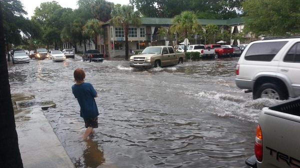 Thunderstorm activity created severe flooding at Port Republic and Carteret streets in Beaufort the evening of July 25, 2014.