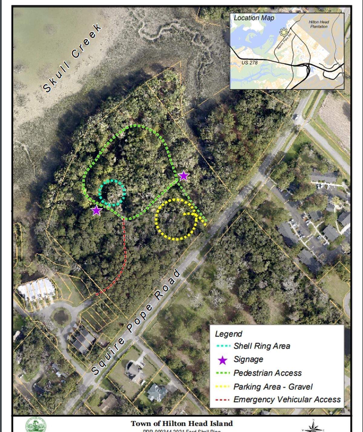 The updated plan for the Ford Shell Ring property on Hilton Head Island.