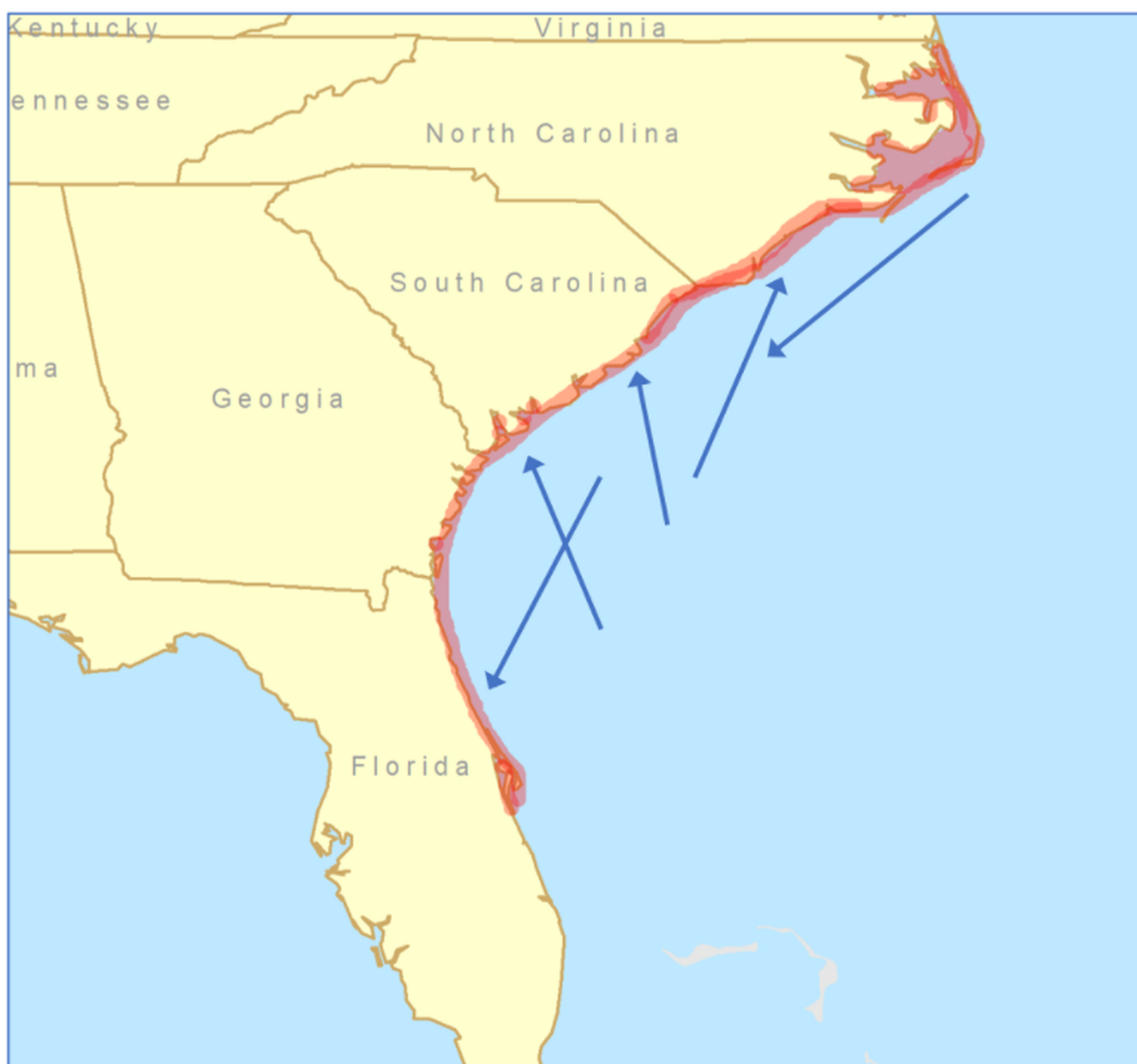 Southern flounder migrate up and down the southeastern Atlantic coast and are considered one population.