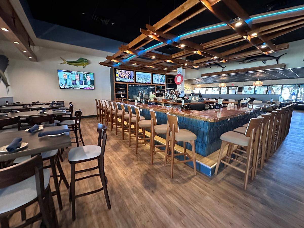 The bar area of the newly renovated and reopened Black Marlin Bayside Grill & Hurricane Bar, which is located at 86 Helmsman Way on Hilton Head Island. The restaurant is open daily.