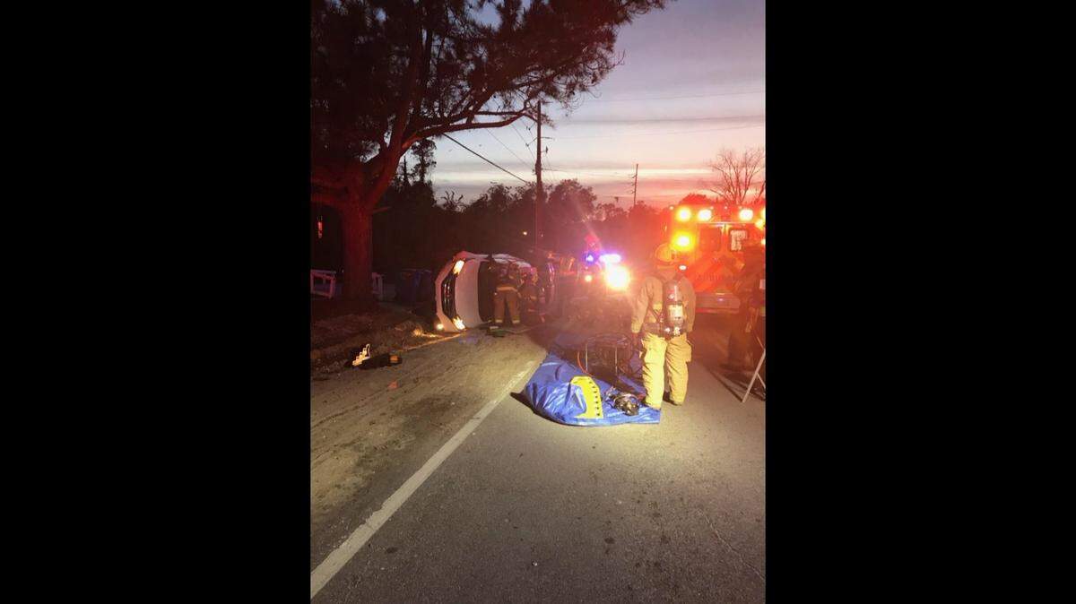 The female driver was the only person in the car when it crashed at Southside Boulevard and Waverly Way in Beaufort around 7:30 p.m. on Sunday.