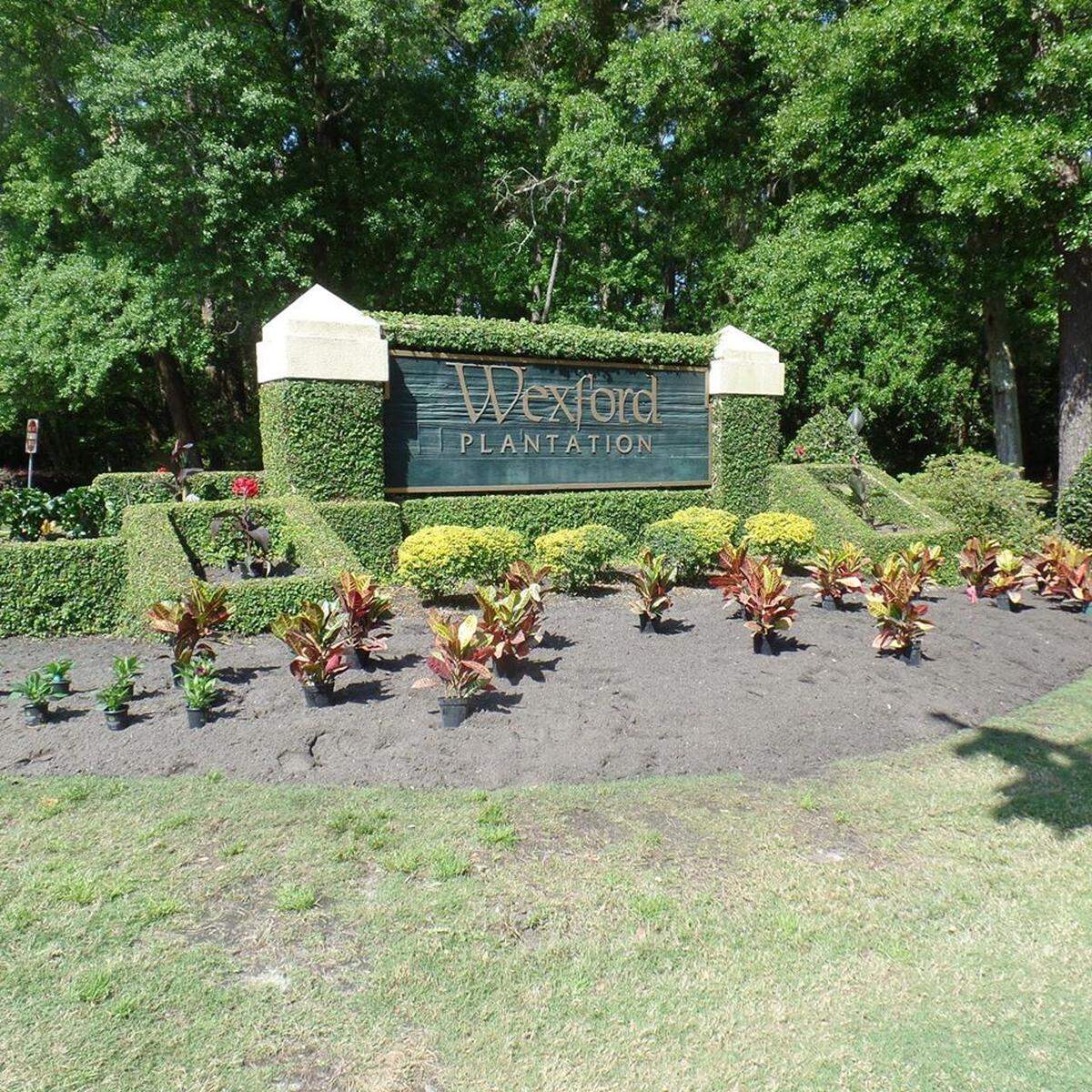 The Wexford Plantation sign on Hilton Head gets new plantings. The community is located on the south end.