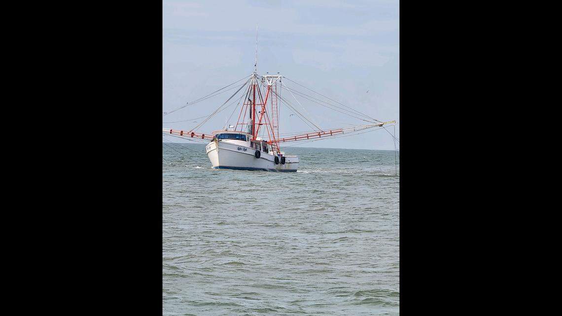 A shrimp boat near Pritchards Inlet, southwest of Fripp Island and between St. Helena and Port Royal sounds.