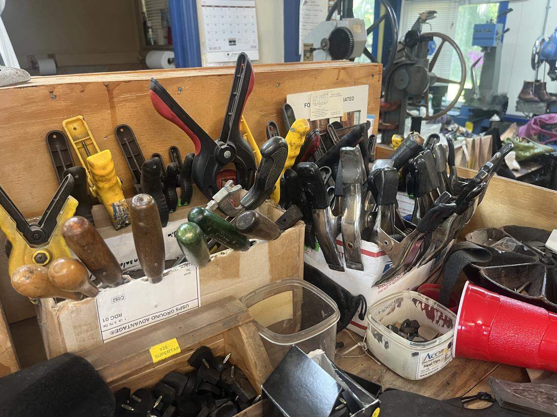 Tools of the shoe repair trade.