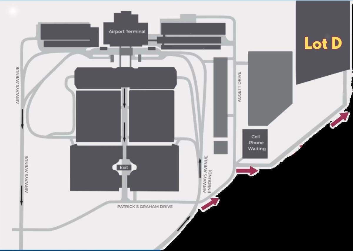 Lot D, located off of Aggett Drive is now open for additional parking. It will cost a flat fee of $35 to park in Lot D, and a shuttle will be running to and from the terminal.&nbsp;