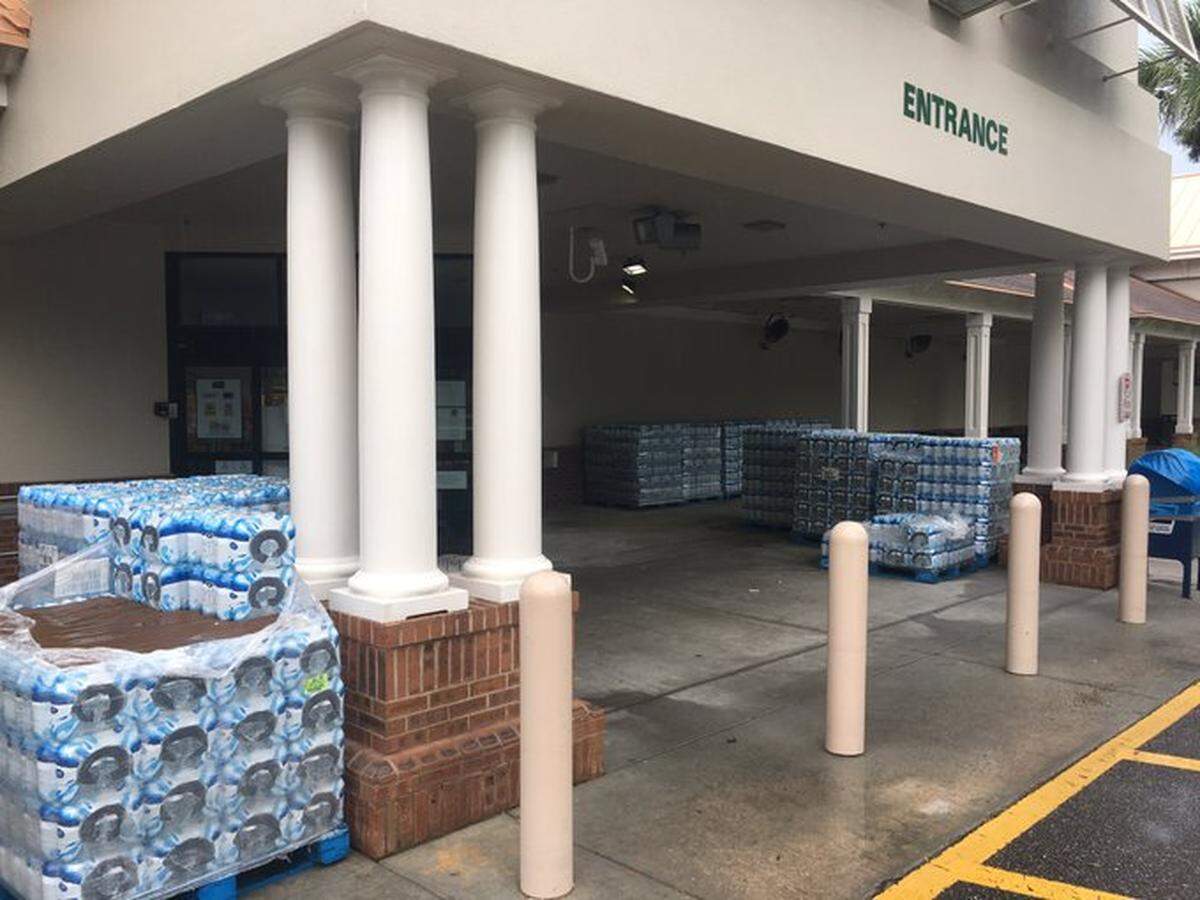 Publix on Pope Avenue on Hilton Head Island left pallets of water for the taking.
