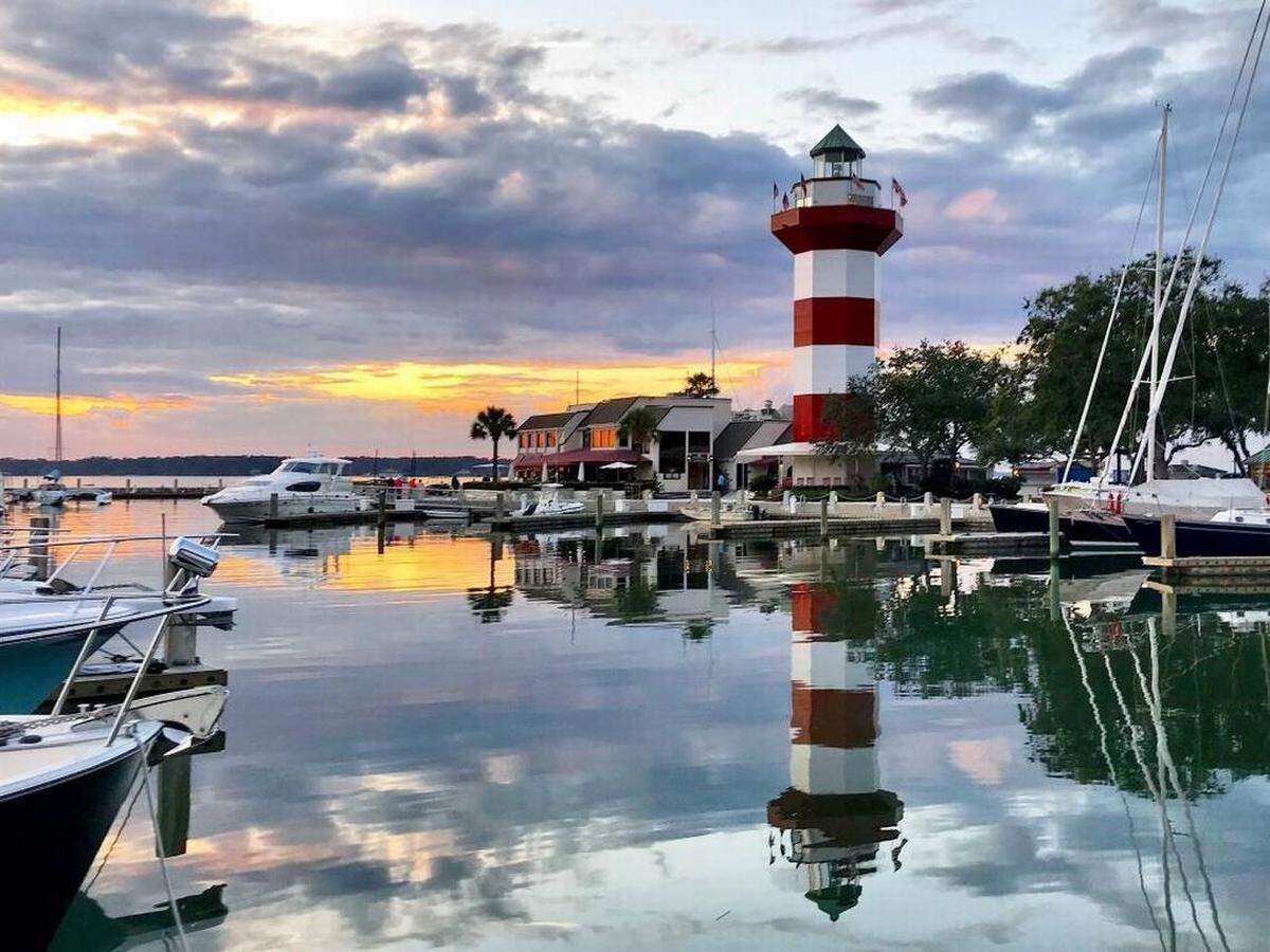 The Harbour Town Lighthouse, marina and Liberty Oak at the 18th green of the Harbour Town Golf Links. It was to be a “there” where there was no there.