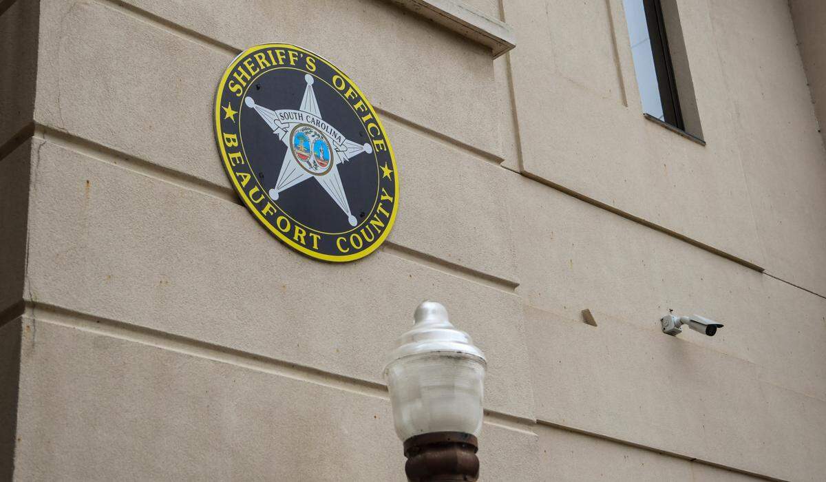 The emblem at the front entrance of the Beaufort County Sheriff’s Office as seen on Wednesday, Sept. 16, 2020 located in the Beaufort County Government Robert Smalls Complex in Beaufort.