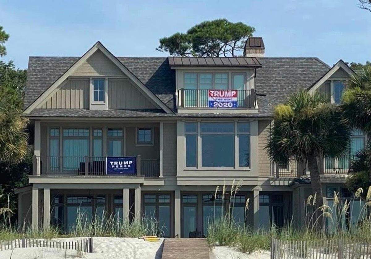 A home on Hilton Head Island where a West Virginia family was told by Sea Pines security to remove the Trump flags hanging facing the beach.