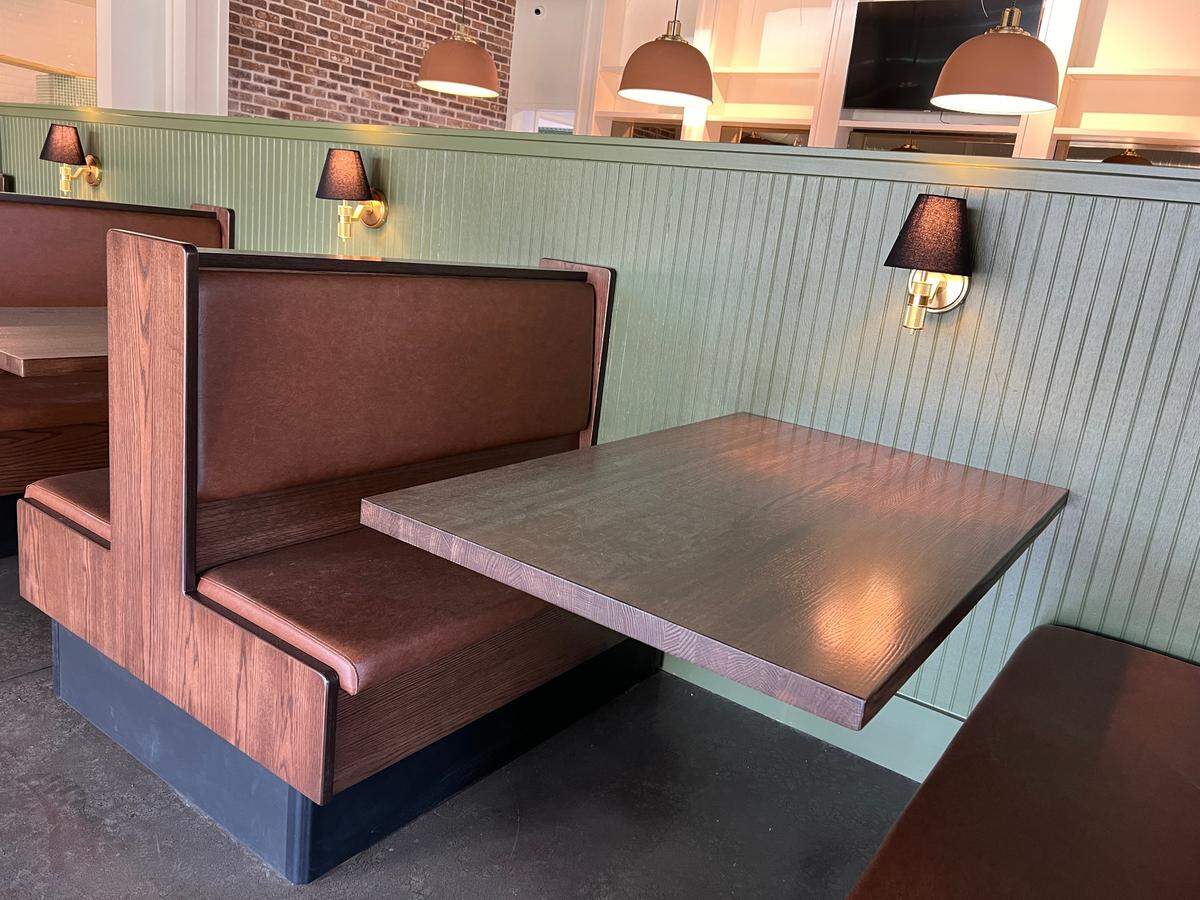 Booths are installed at Joelle restaurant in Old Town Bluffton.