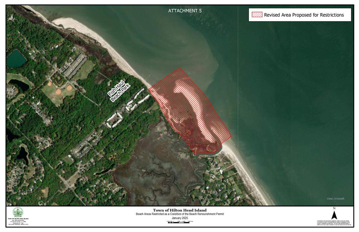 The area at Fish Haul Creek shoreline that will ​b​an dogs permanently​ to protect nesting shoreline birds.