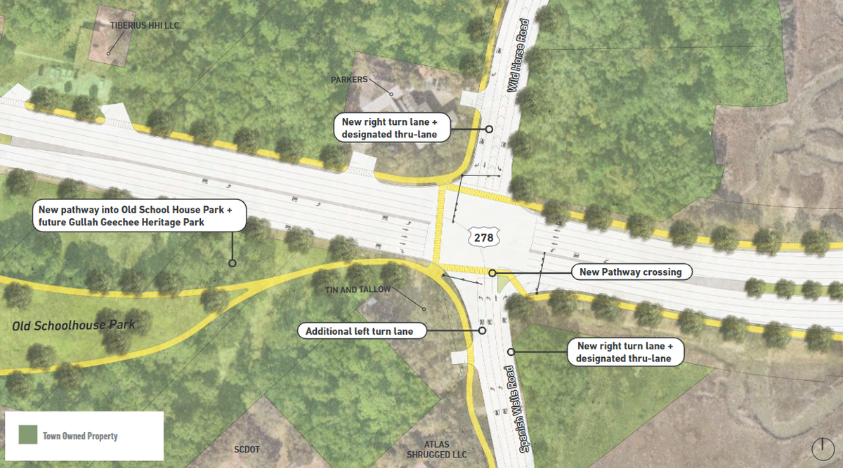 Short-term improvements to the intersection of William Hilton Parkway and Spanish Wells Road could alleviate congestion and improve pedestrian safety.