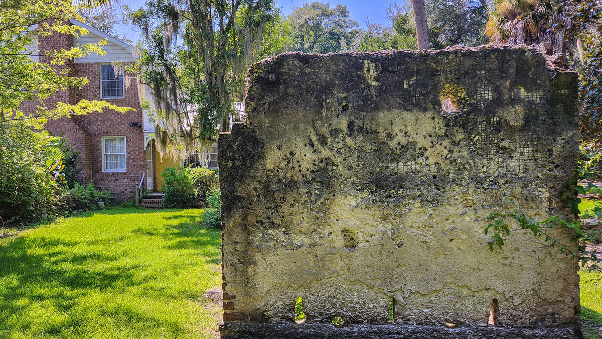 The Colquhoun family home located in the historic The Point neighborhood hosts historic artifacts from Beaufort’s Great Fire of 1907, including tabby remains, front, that was the outhouse for the home constructed in 1820 by the family.