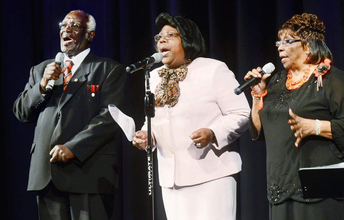 From left, St. Helena Island singers Millie Gracie Gadson and Joseph and Rosa Murray sing Cumbyah: A Gullah Geechee Spiritual Experience, part of the Penn Centers’ Heritage Days celebration.